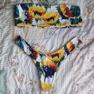Zaful sunflower bandeau bikini
